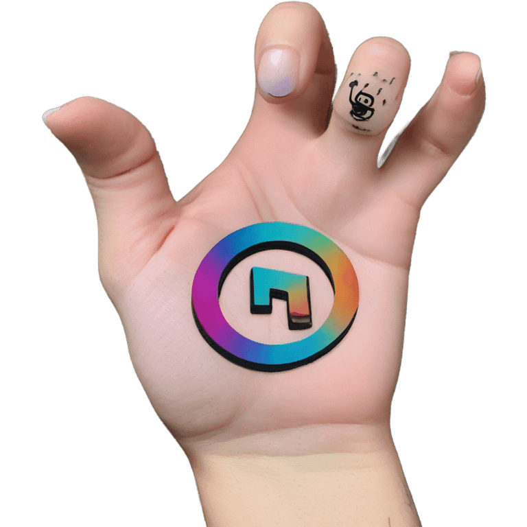 tiktok logo tattooed on hand finger emoji