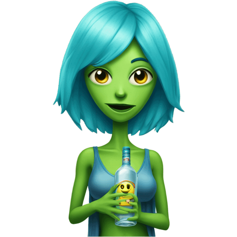 https://www.emojis.com/emoji/a-green-alien-woman-full-body-blue-hair-9oHMlHLe03N IN https://www.emojis.com/emoji/vodka-bottle-HEUPkbKfZU5 emoji