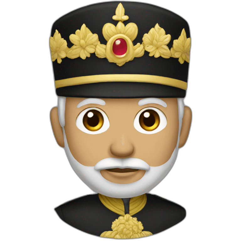 Malaysian Emperor, Black Turban, Black Uniform emoji