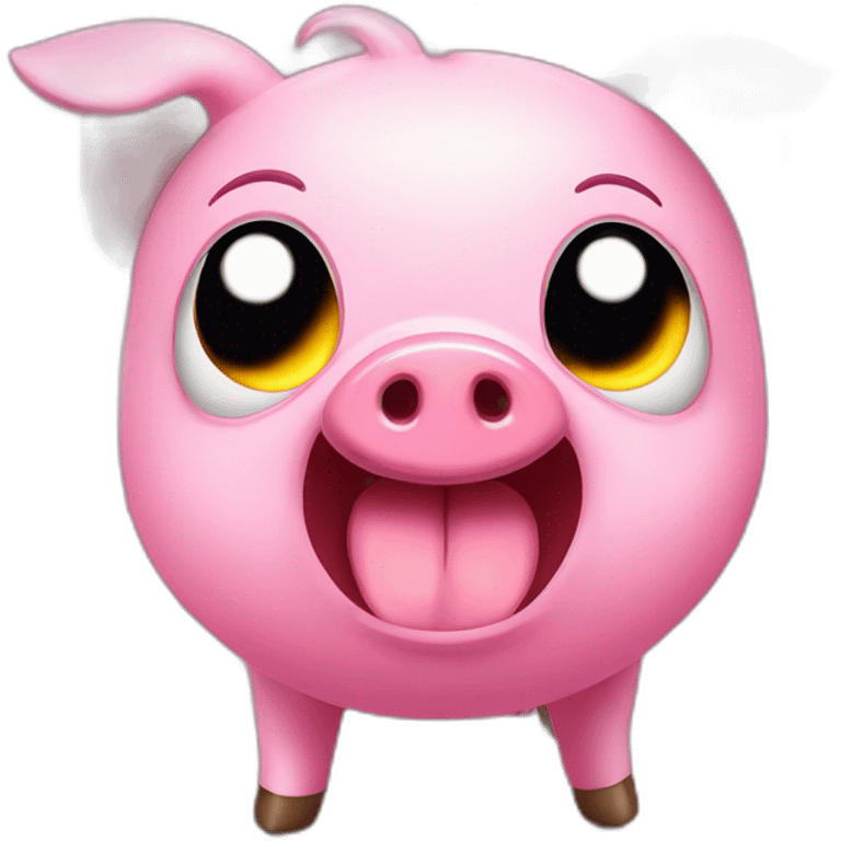 cute pink pig angry with lightning background emoji