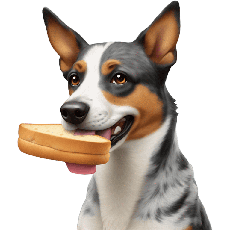 Cattle dog eating bread emoji