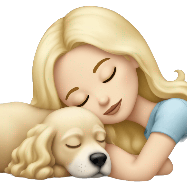 White girl blonde hair sleeping with puppy emoji