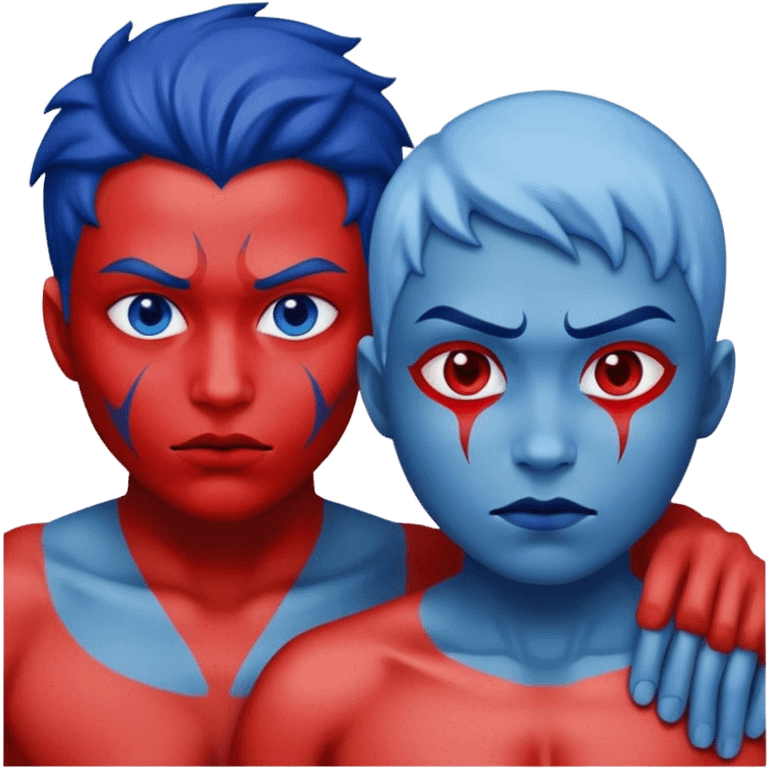 two converts red and blue emoji