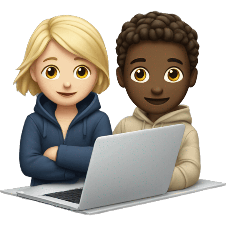 white boy and girl behind laptop emoji