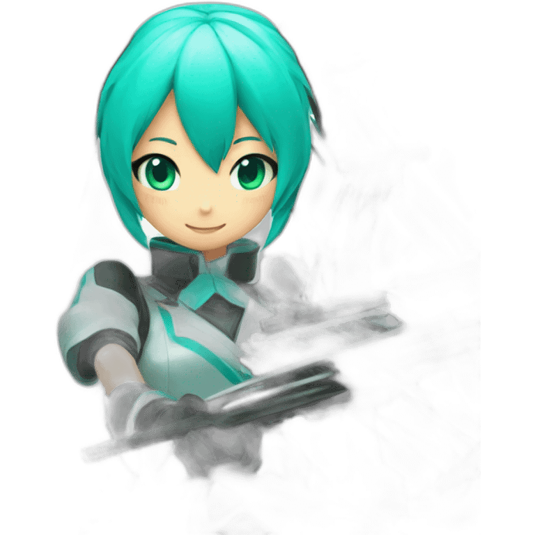 Hatsune miku with a crossbow emoji