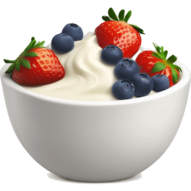 Yogurt bowl with strawberries bananas blueberries and honey  emoji