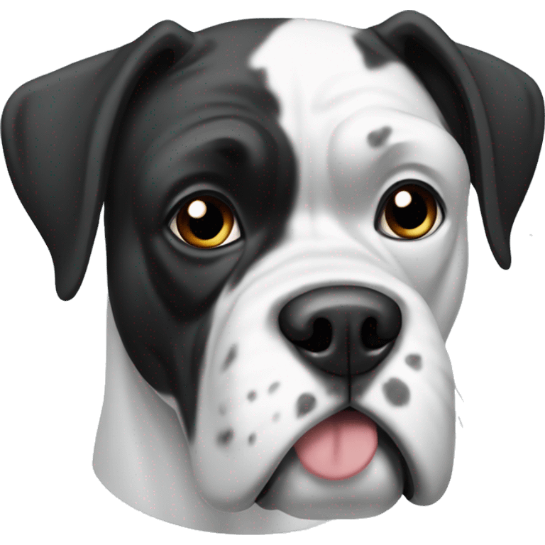 Black and white boxer dog covered with snow emoji