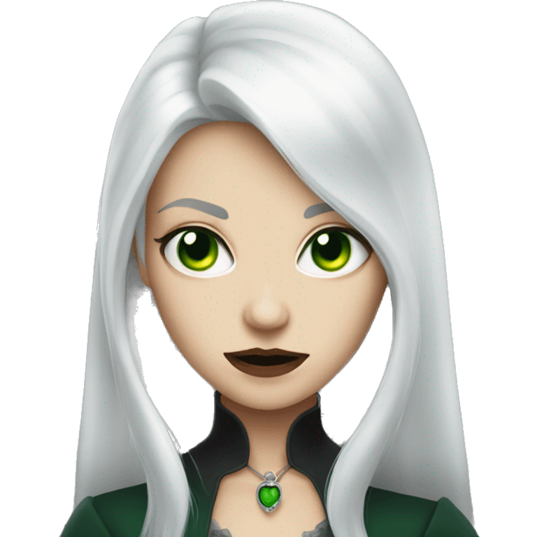 white hair vampire girl green grey eyes emoji