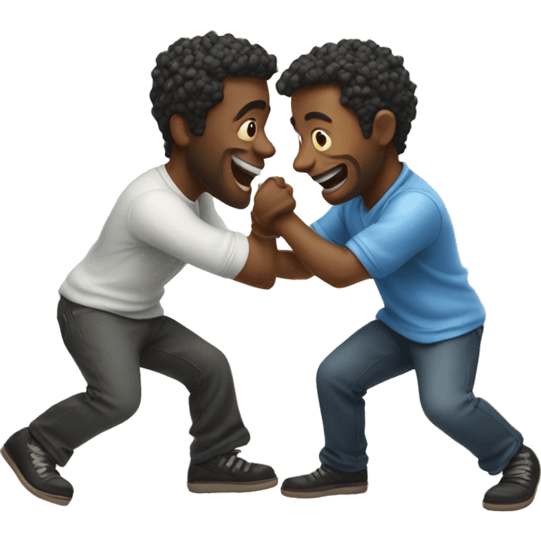 Two black men playing twister game  emoji