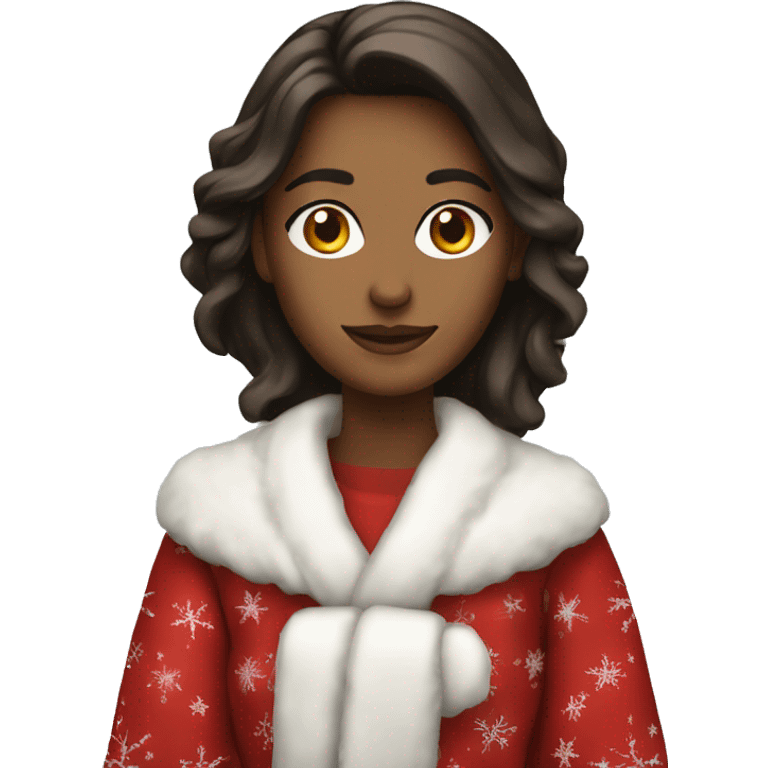 Brunette in Christmas robe  emoji