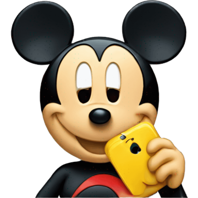 mickey with an iphone emoji