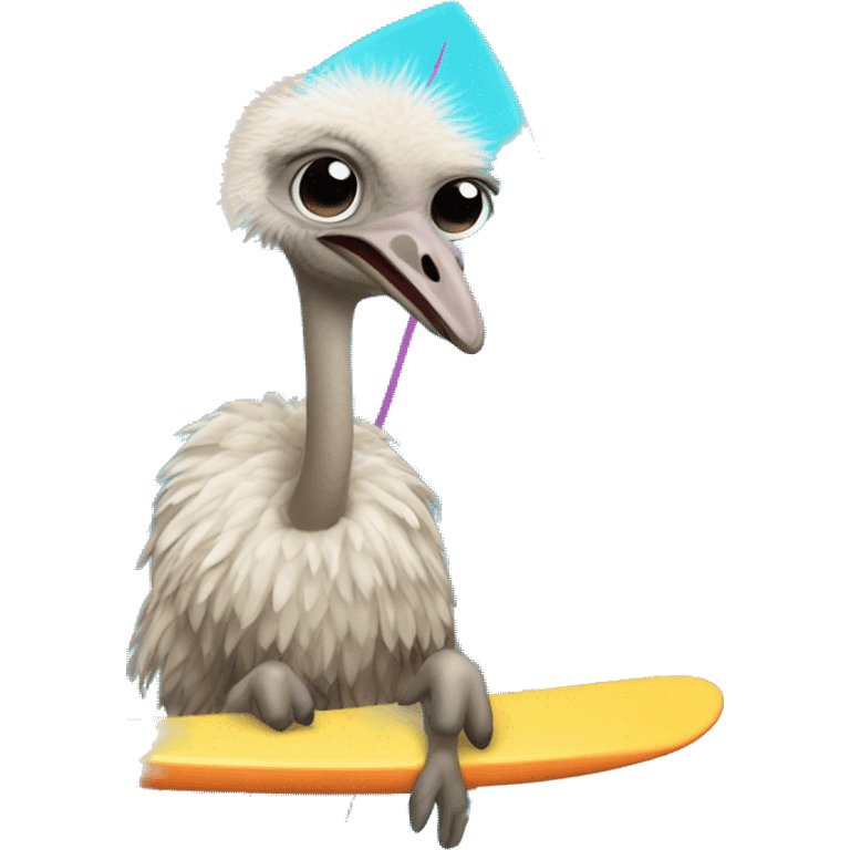 Ostrich on a surfboard emoji