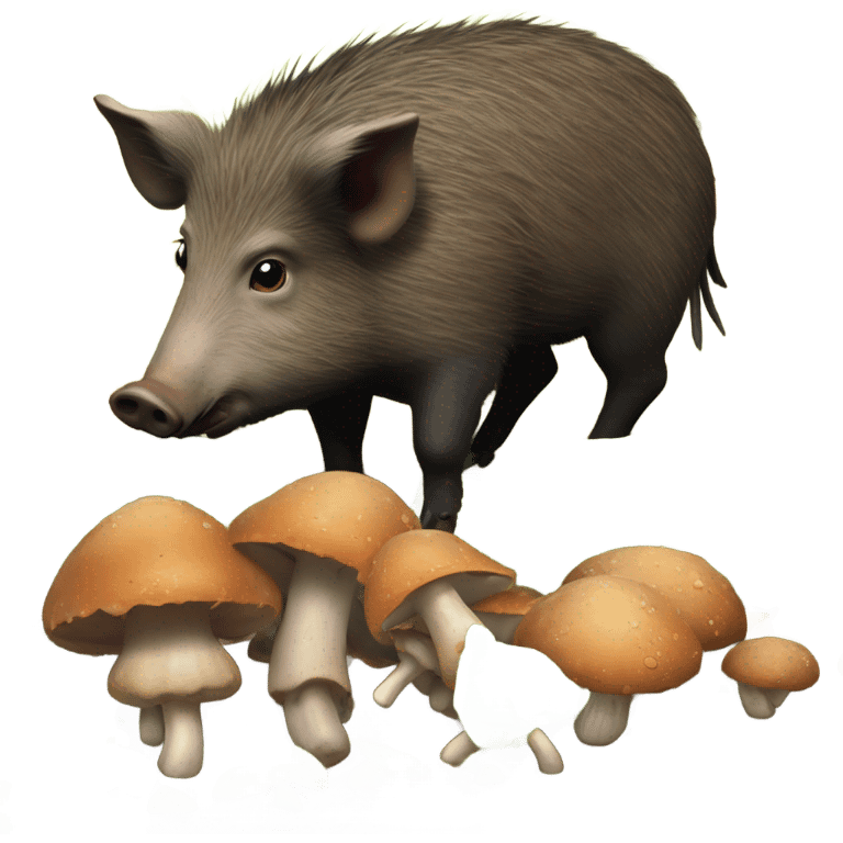 wild boar eating mushrooms emoji