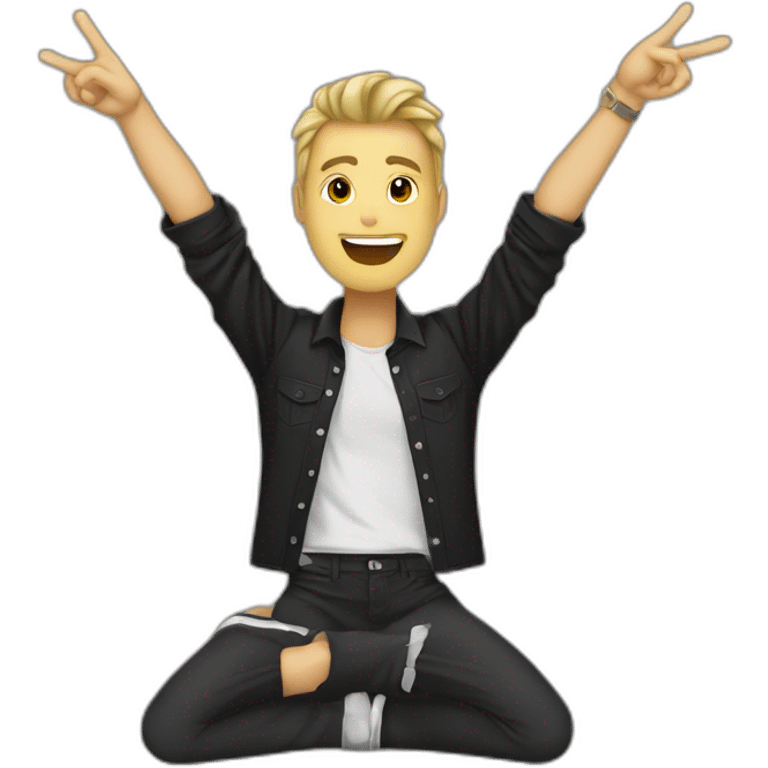 Rock music fan with his two raised hands making the horn sign with his hands emoji