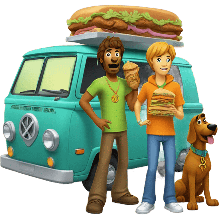 Shaggy and Scooby-Doo from “Be Cool, Scooby-Doo” and the Mystery Machine emoji