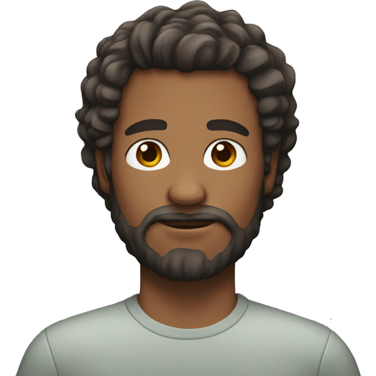 man, wavy hair short, beard emoji