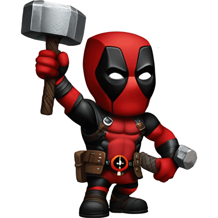 Deadpool with thors hammer emoji