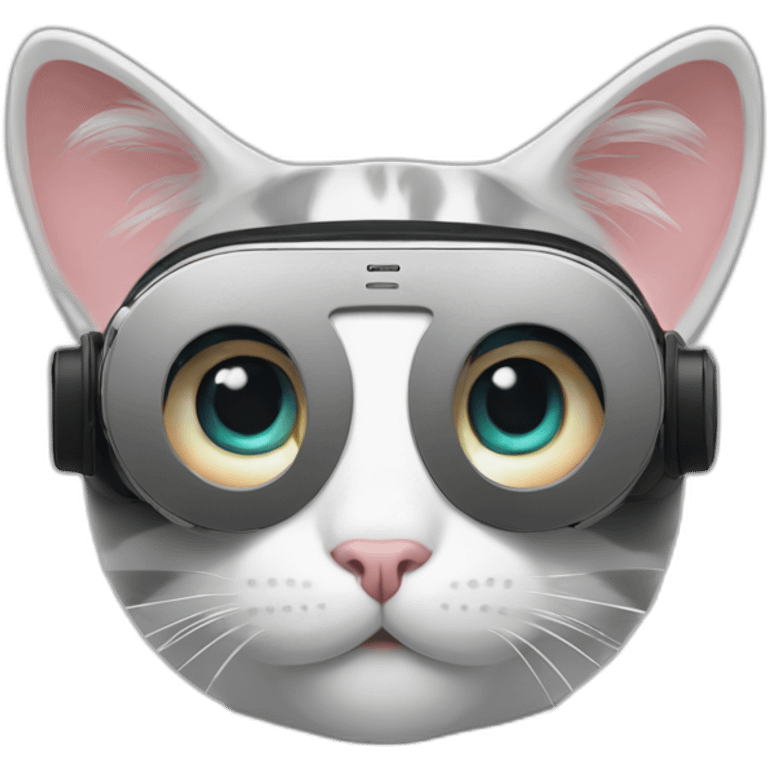 Cat with oculus quest 2 white headset emoji