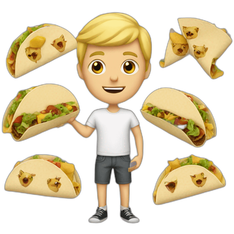 Blond man with cats eating tacos emoji