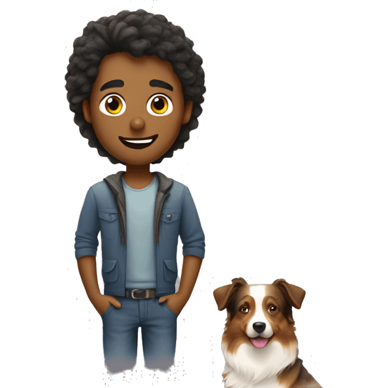 Man with australian shepherd dog emoji