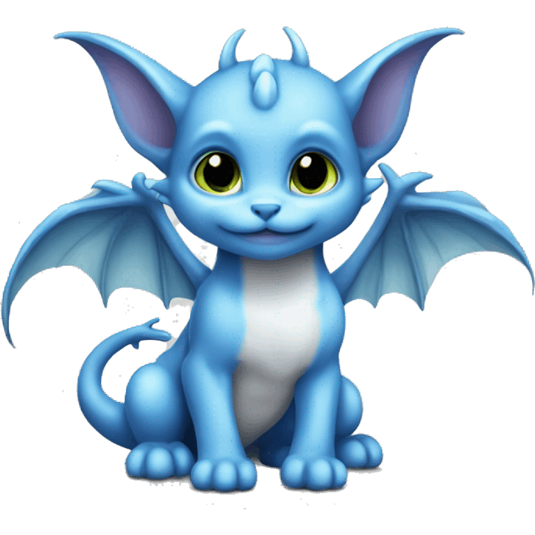 blue dragon wings on tiny light grey kitten emoji