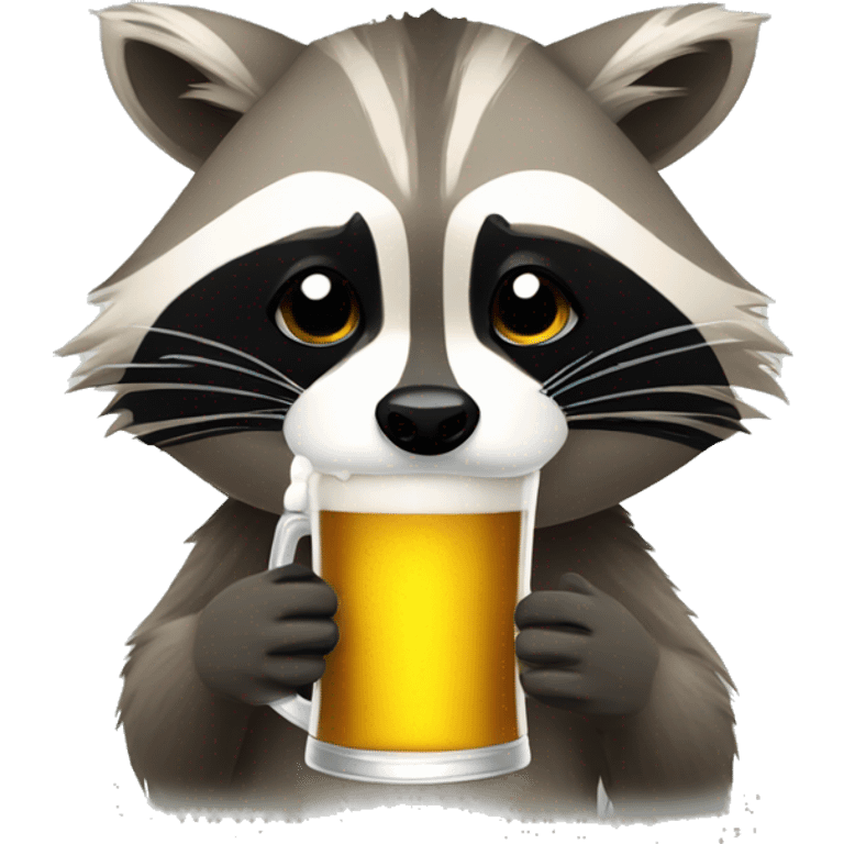 raccoon drinking beer at 3pm emoji