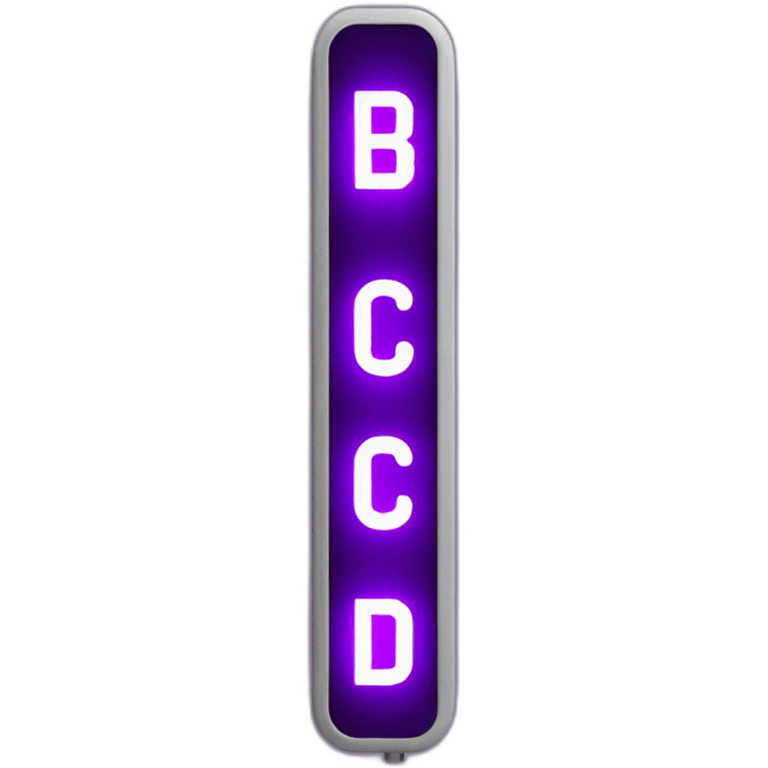 Purple vertical led sign that says bcd emoji