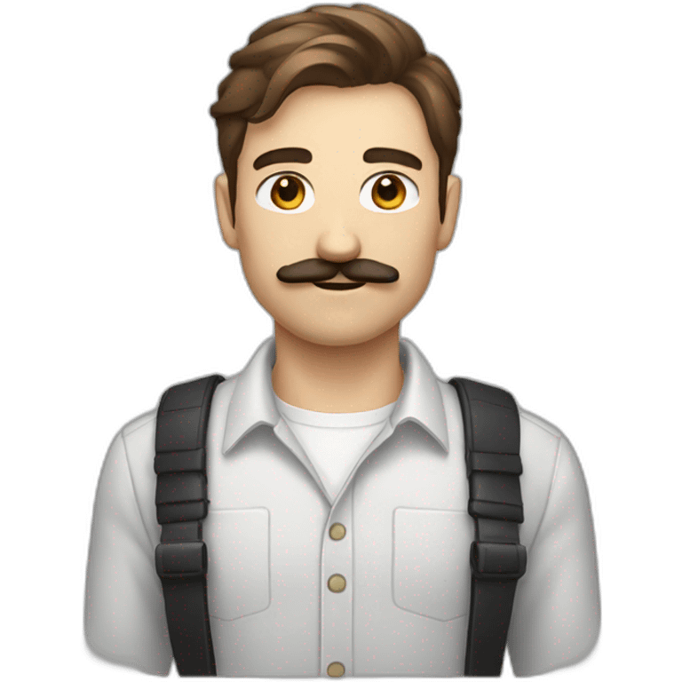 software developer with brown hair and black moustache emoji