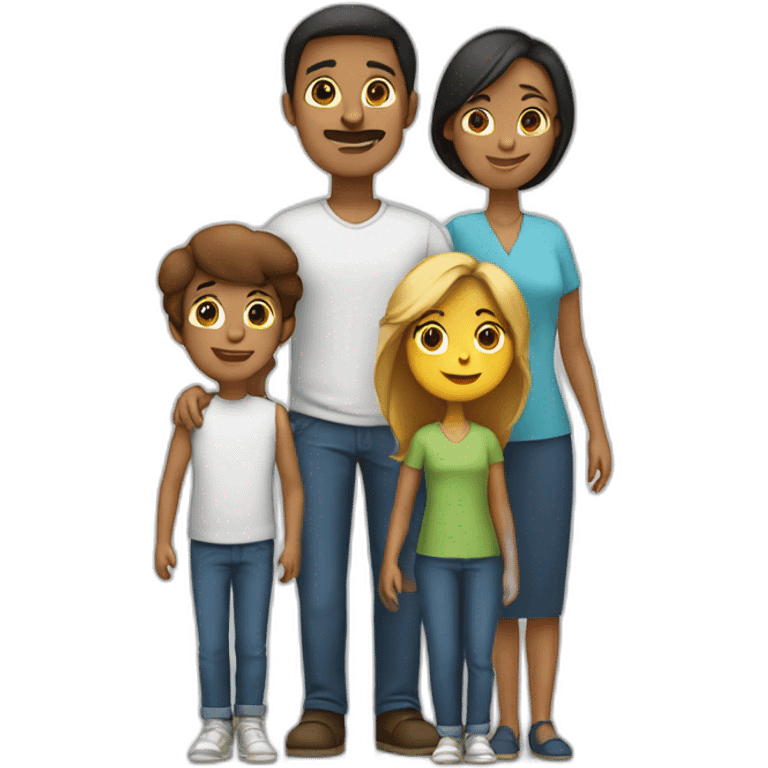 Family with 4, father, mother, teenager boy, small girl emoji