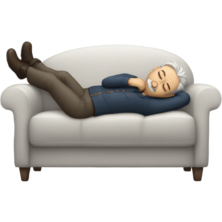 Man with grey hair and moustache sleeping in sofa emoji