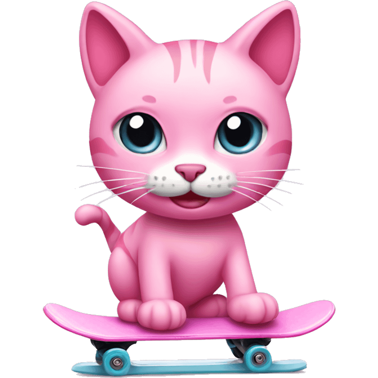 Pink cat skating emoji