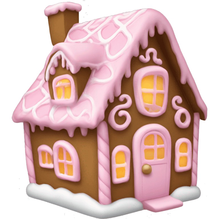 Cosy light pink gingerbread house  emoji