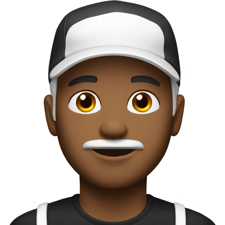 man with white cap, bright skin tone, black t-shirt emoji