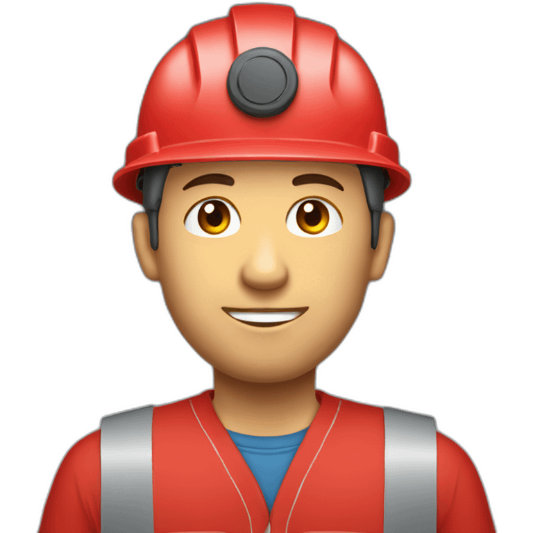 Industrial professional mechanical fitter working with a helmet and red clothing emoji