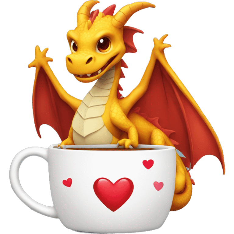 Dragon hold a Mug with a Heart on it  emoji