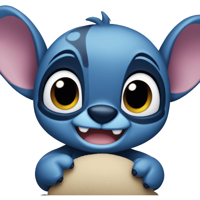 Cute stitch, holding a teddy bear emoji