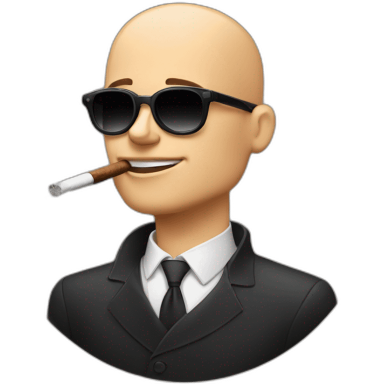 bald,young man, smoking cigar, sunglassed , sahved , strong , masculin emoji