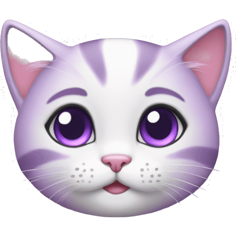 Blushing purple kitty emoji