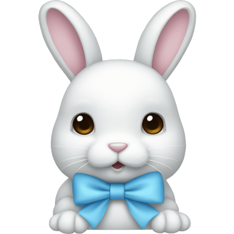 light blue bunny with bow emoji