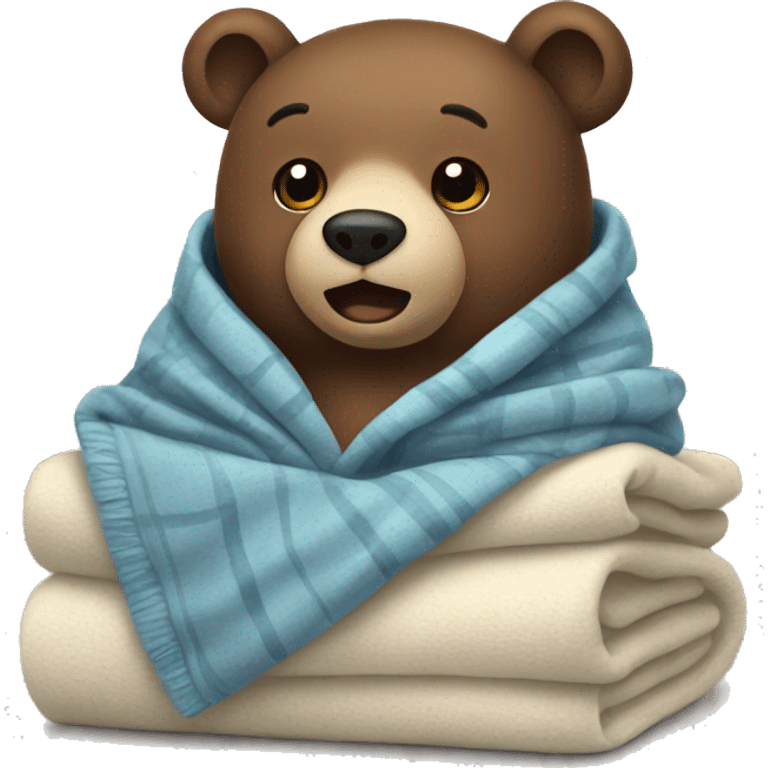 bear cozy in blanket emoji