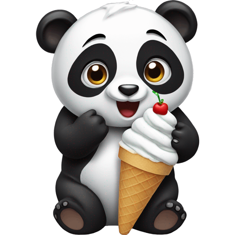 Panda eating ice cream emoji