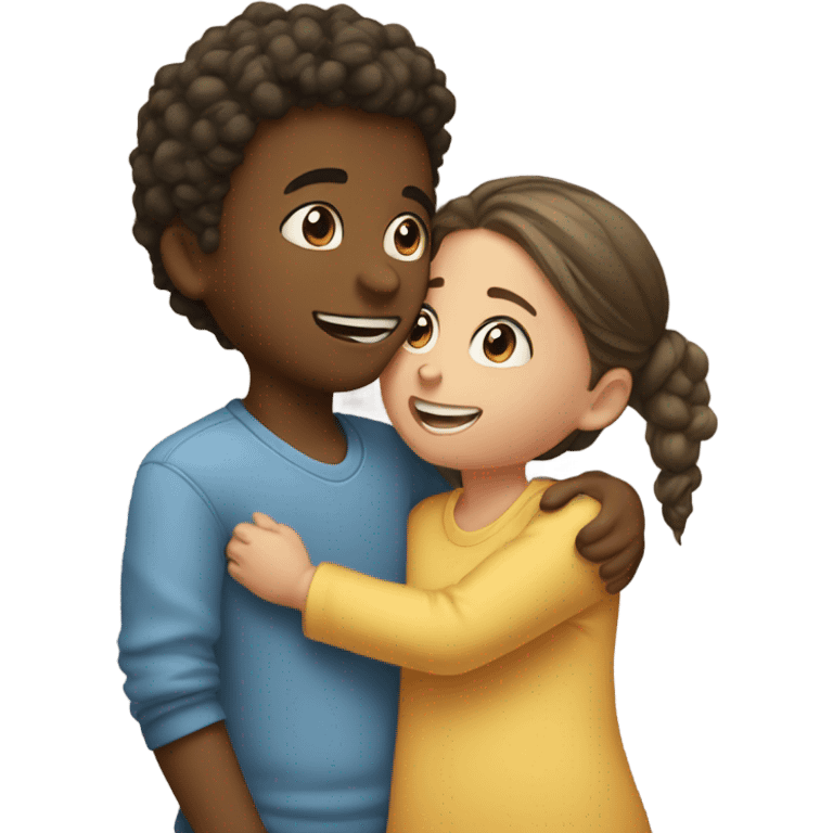 Tender moment between a girl and boy emoji