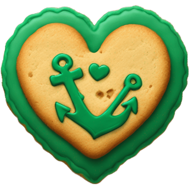 cookie heart with dark green anchor emoji