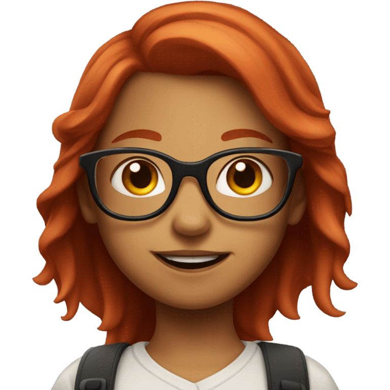 Girl with red hair and glasses making smirking face emoji