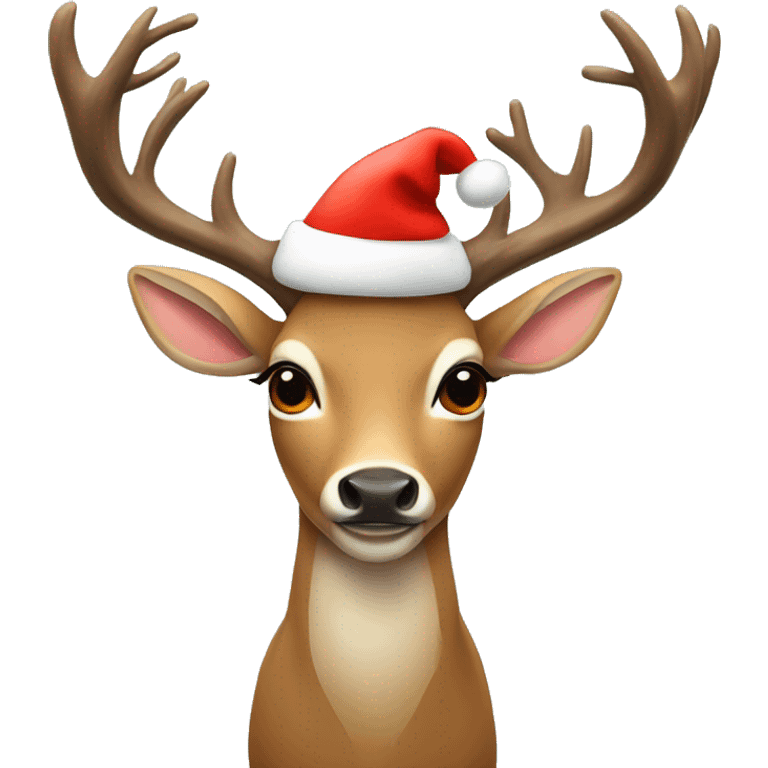 Deer wearing Xmas hat emoji