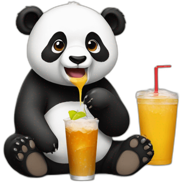 panda eats and drinks emoji