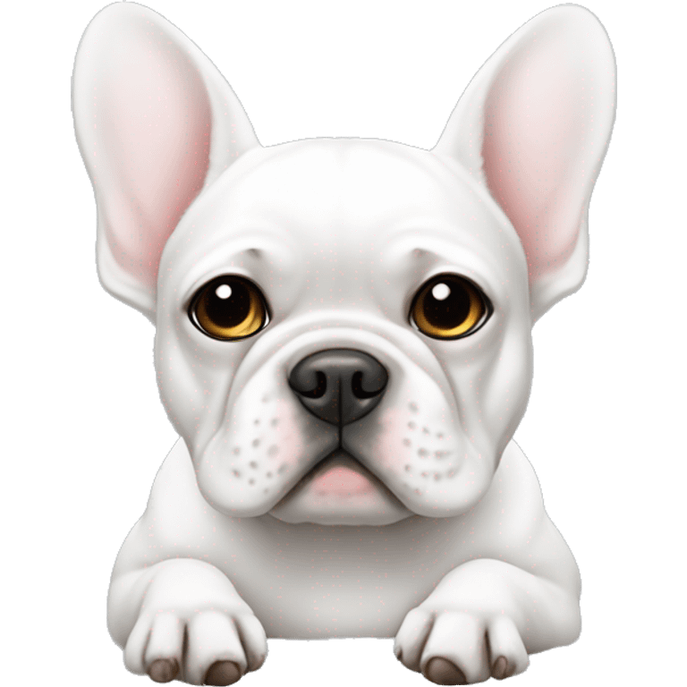 White Frenchie with angel wings emoji