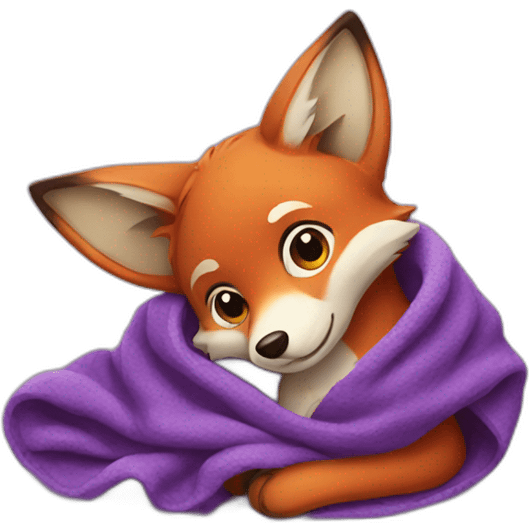 fox wearing purple blanket emoji