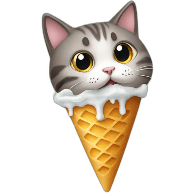 Un chat qui mange une glace emoji