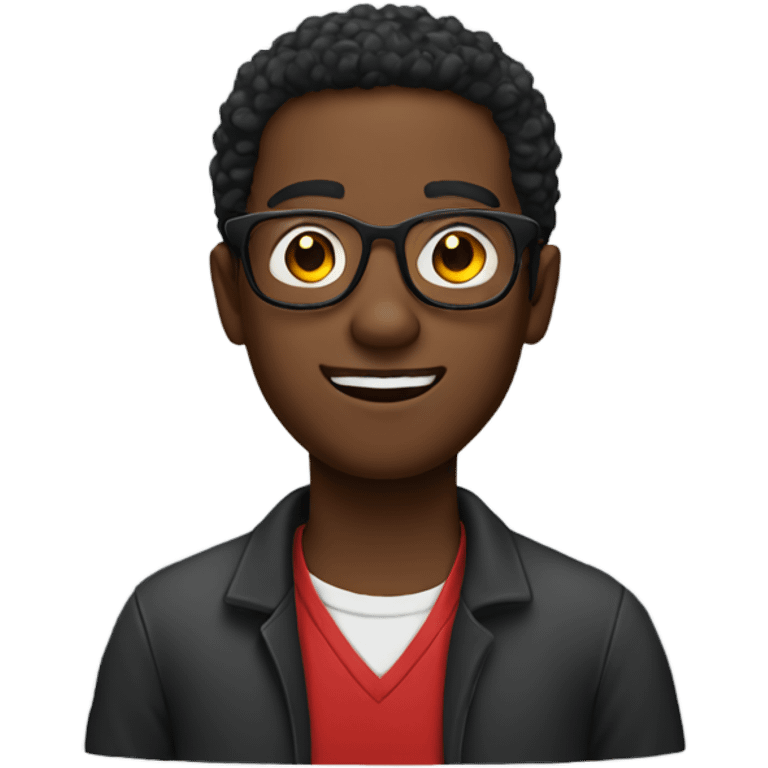 black guy with glasses wearing a red shirt emoji